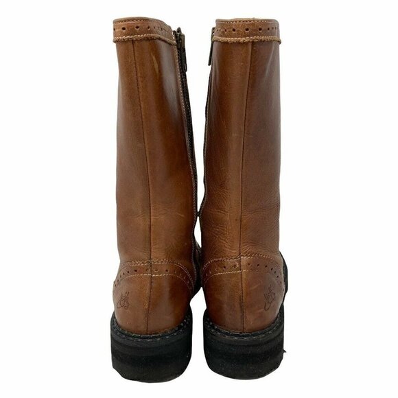 John Fluevog Womens Moto Boots Brown Cuban Heels Round Toe Mid Calf Side Zip 5 - Picture 4 of 9